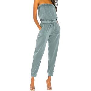 Young Fabulous & Broke Strapless Teal Jumpsuit